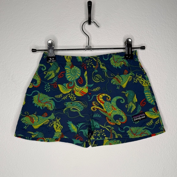 Patagonia Other - Patagonia Baby Baggies Sea Creature Print Nylon Shorts Blue Green Size 18M